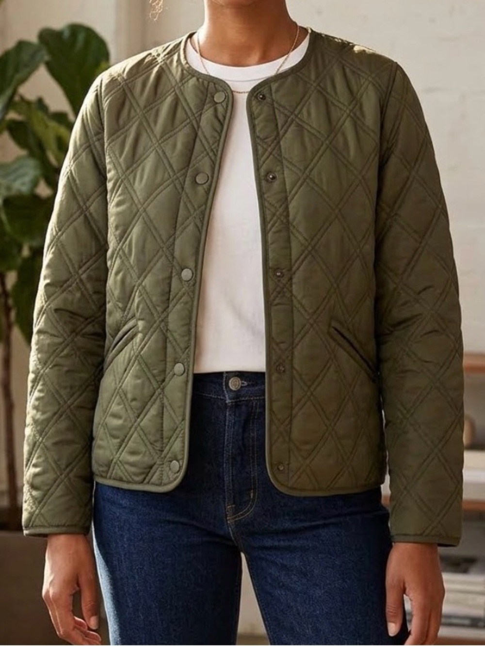 Weatherproof Olive Quilted Snap-Front Bomber Jacket. Ladies small new